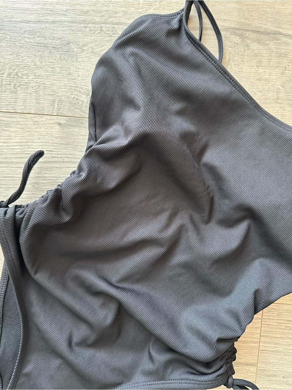 Small shade & shore black ribbed one piece side tie swimsuit bathing suit - Picture 7 of 11